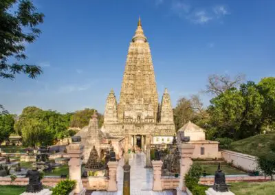 The Mahabodhi Temple complex, Bodh Gaya, Bihar, India