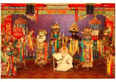 Mongolian tantric dance featuring face masks.