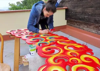 A woman's devoted practice of spiritual painting, filled with perfect joy and concentration