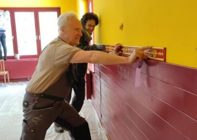 The temple’s interior is being renovated through the joint efforts of volunteers