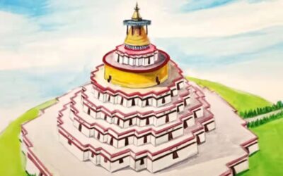 Dolpopa viendo la Estupa de Liberación de 100,000 Budas